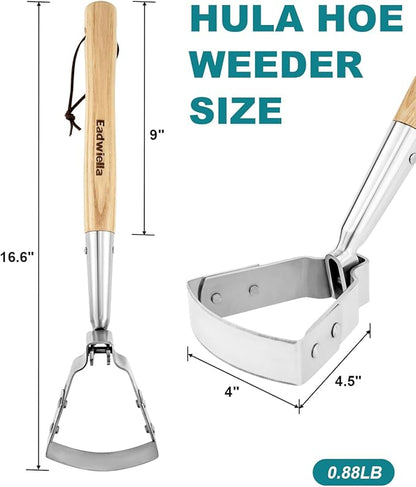 Hula Hoe Stirrup Hoe Mini for Weeding Action/Scuffle Loop Hoe Garden Tool 16Inch Hardwood Handle Push Pull Oscillating Hoe Gardening Weeder Cultivator Handheld for Cutting Weed Roots Loosening Soil