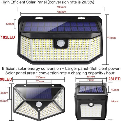 Aootek Solar Lights Outdoor 182 LEDs 2500Lm Solar Motion Sensor Lights IP65 Waterpro of with Wide Anglefor Patio Garden Garage Yard Front Door(2pack)