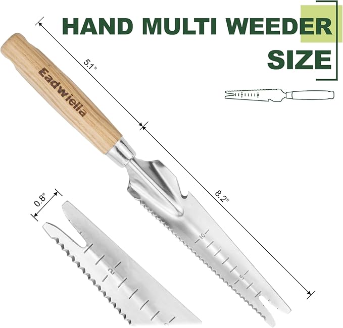 Hand Weeder Trowel Garden Weed Puller Weed Pulling Tool Hand Weeder Cutter Tool for Gardening Weeding Digging Cutting Transplanting Measuring Planting Removing Multi Use Garden Weed Picker Hand Tool