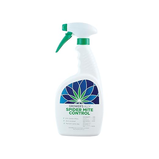 Grower's Ally Spider Mite Spray - Ready-to-Use Insect & Spider Mites Killer for Plants Indoor & Outdoor - OMRI Listed Garden Pest Control Plant Spray - Bee, Pet & Kid Safe Natural Formula - 24 Oz