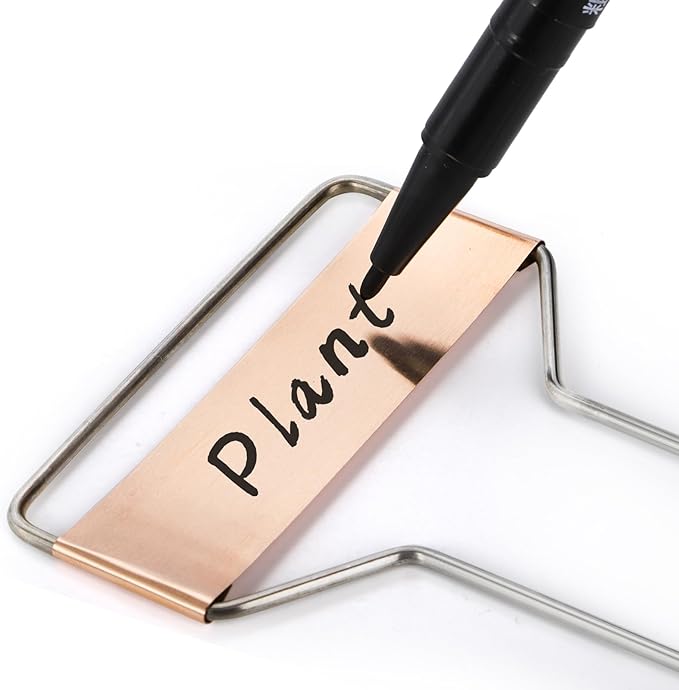 Foraineam 40 Pack 4 Inch Plant Label Stakes, Weatherproof Copper Plant Markers Seedling Signs, Reusable Metal Nameplate Garden Nursery Stake Tags for Herbs Flowers Vegetables Potted Plants