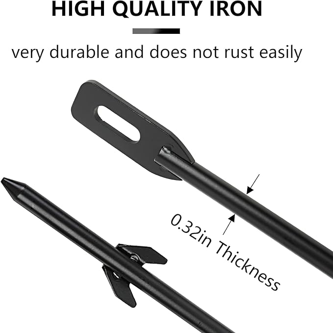 2-Pack Yard Sign Stakes Metal for Ground 16.5" Long 0.3" Thick, Plant Support Stakes for Indoor & Outdoor Plants, Sign Poles Stakes, Tent Stakes for Outdoor Camping, Easy to Install - Black