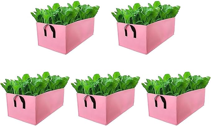 Ulalaza 5PCS Potato Grow Bags with Flap Plant Grow Bags Fabric Multi Ribbon Potato Bag Tomato Vegetable Growth Non-Woven Felt Planting Bag Transparent