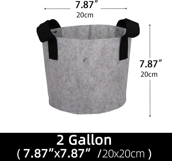 Grow Bags,Growing Pot Bags Garden Grow Bag Indoor Outdoor Fabric Aeration Plant Pot Container Flower Vegetable Pouch (Light Gray,2 Gallon)