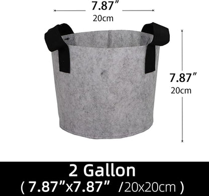 Grow Bags,Growing Pot Bags Garden Grow Bag Indoor Outdoor Fabric Aeration Plant Pot Container Flower Vegetable Pouch (Light Gray,2 Gallon)