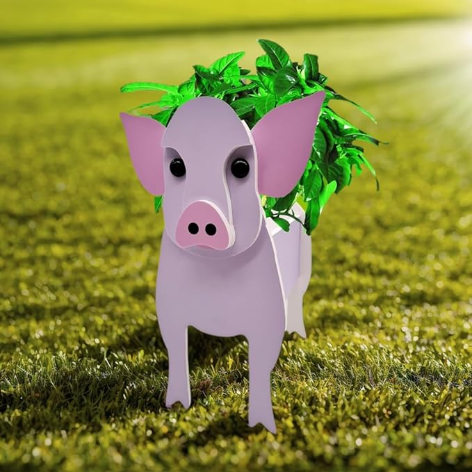 Cute Animal Planter Pot, Flower Pot for Indoor/Outdoor,Small Cute PVC Animal Face Shape Plant Container Best for Home Office Garden Decor (Pink Pig)