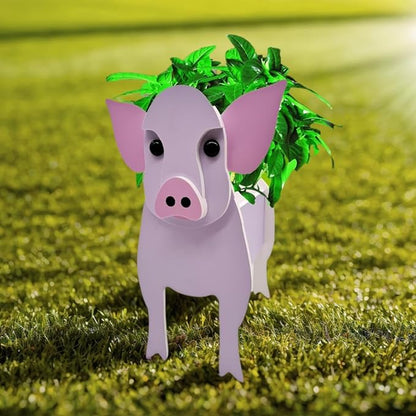 Cute Animal Planter Pot, Flower Pot for Indoor/Outdoor,Small Cute PVC Animal Face Shape Plant Container Best for Home Office Garden Decor (Pink Pig)