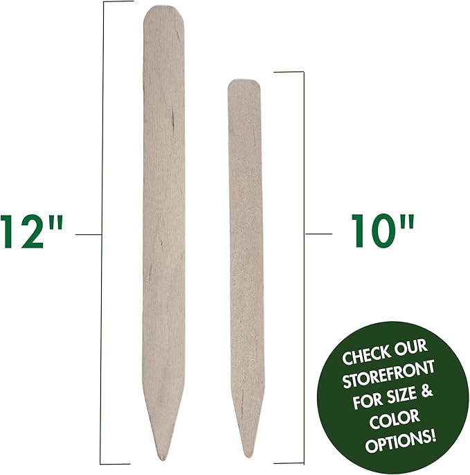 100% Natural Wood Plant Markers - 10 Inches Tall - for Field and Garden Use - Eco-Friendly & Sustainable Plant Identification - Made in USA - (Pack of 25)