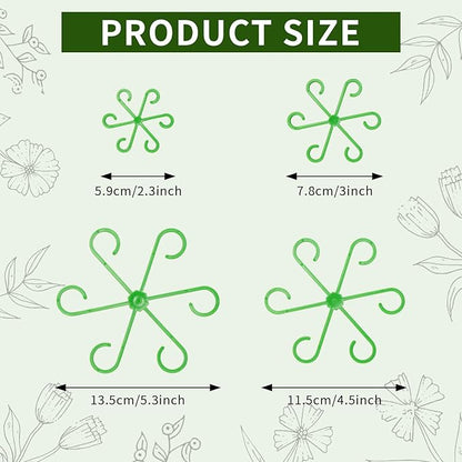 4 Pcs Plant Stem Supports for Indoor Plants, Assorted Sizes Plastic Plant Stabilizer Growth Accessories Plant Stakes Holders for Monstera Potted Climbing Plant (4, Green)