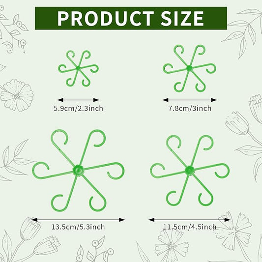 4 Pcs Plant Stem Supports for Indoor Plants, Assorted Sizes Plastic Plant Stabilizer Growth Accessories Plant Stakes Holders for Monstera Potted Climbing Plant (4, Green)
