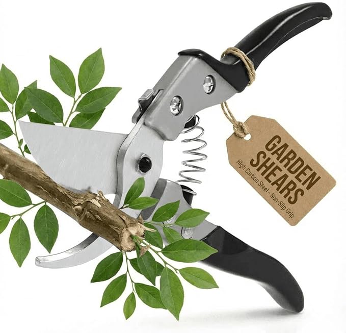 Professional Hand Pruners (Small/Medium) - Ergonomic Non-Slip Garden Shears, Heavy Duty Handheld Plant Trimmer, High Carbon Steel Blades Flower Cutter, Pruning Shears for Gardening and Harvesting