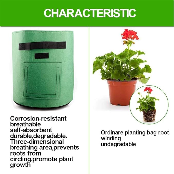 2 Pack 7 Gallon Potato Grow Bags, Planter Bag Heavy Duty, Thickened Growing Bags Garden Vegetable Planter with Handles & Large Harvest Window