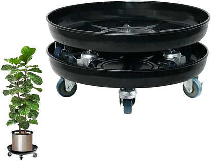 Choclaif Plant Caddy with Wheels,2 Pack Black Heavy Duty Plant Stand with Universal Wheels,Round Pot Trolley for Indoor Outdoor (12)