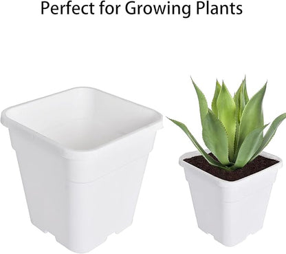 Plant Pots Flower Pot 10-Pack 5 Gallon Planter Nursery Pot Garden Seedling Planters Containers Plastic Injection Molded Pots with Drainage Holes for Outdoor Indoor Plants Vegetables, White