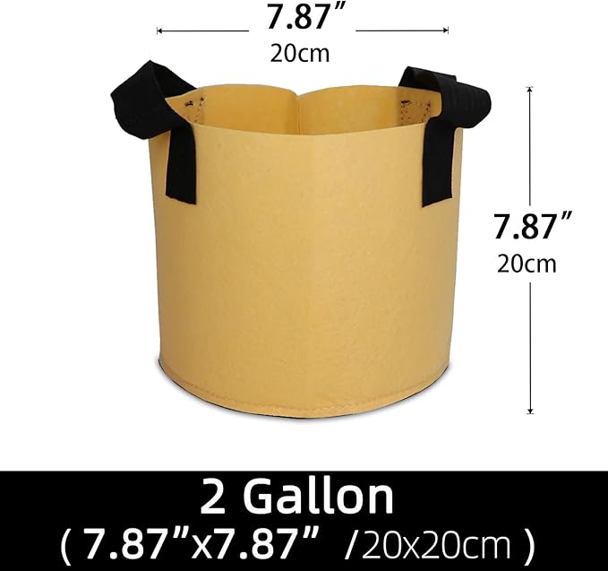 Grow Bags,Growing Pot Bags Garden Grow Bag Indoor Outdoor Fabric Aeration Plant Pot Container Flower Vegetable Pouch (Khaki,2 Gallon)