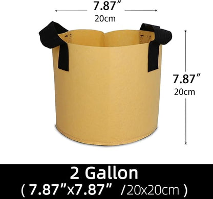 Grow Bags,Growing Pot Bags Garden Grow Bag Indoor Outdoor Fabric Aeration Plant Pot Container Flower Vegetable Pouch (Khaki,2 Gallon)