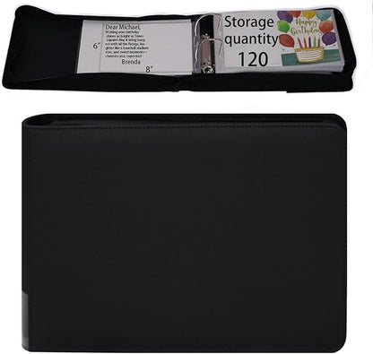 greeting card organizer binder and birthday card holder book,christmas card photo album,binder for greeting cards with sleeves,Suitable for 5x7in, 4x6in, 3x5in cards holds 120 cards (black)