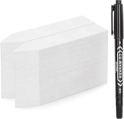 KINGLAKE Plant Labels,Plastic Plant Tags 4 Inch,200 Pcs Nursery Garden Labels Plants Markers for Outdoor Garden Waterproof,Plants Name Tags White with Marking Pen