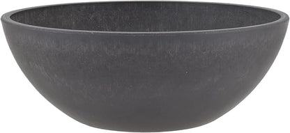 PSW Pot Collection M30DC 12-inch Plastic/Stone/Wood Composite Low Bowl Planter – No Drainage Hole (Drillable), Shallow Indoor/Outer Pot for Succulents, Bonsai, Fairy Gardens, Herbs, Dark Charcoal