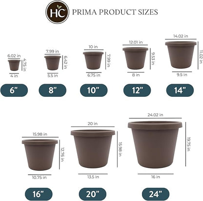 The HC Companies Prima Round Plastic Plant Pot w/Rolled Rim - Lightweight & UV Resistant Flower Pot for Herbs & More - Outdoor & Indoor Plant Pots w/Drainage (14 inch, Cappuccino, Pack of 1)