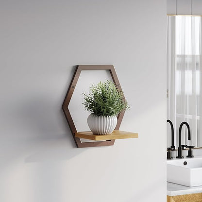 3 Pack Solid Wood & Heavy Duty Metal Wall Plant Stands,9 inch Natural Wood Shelf, Boho Arch Hanging Planter for Indoor 25 LB Load for Plants, Flowers, Herbs Coffee
