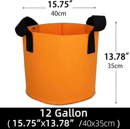 Grow Bags,Growing Pot Bags Garden Grow Bag Indoor Outdoor Fabric Aeration Plant Pot Container Flower Vegetable Pouch (Light Orange,12Gallon)