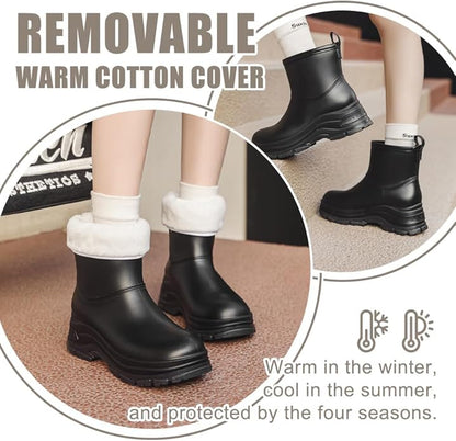 Women's Waterproof Chelsea Ankle Rain Boots, Slip-On Style, Outdoor Weather Protection