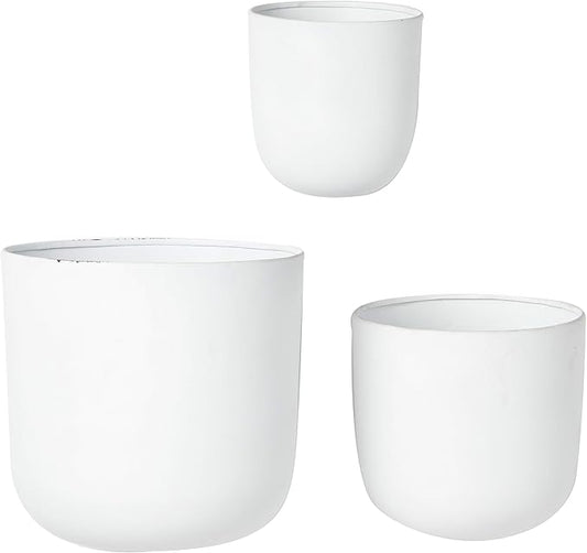 Deco 79 Metal Indoor Outdoor Wall Planter Indoor Outdoor Floating Hanging Planter, Set of 3 Plant Hanger 9", 7", 6"H, White