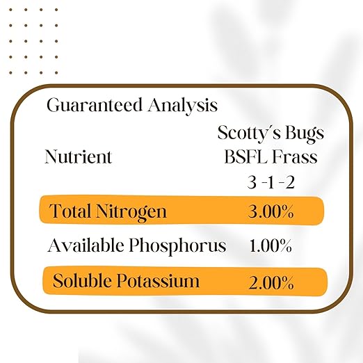 SCOTTY'S BUGS BSFL Insect Frass Organic Fertilizer, All-Purpose Plant Food for Houseplants, Gardens, Indoor Plants, Lawns, Vegetables, NPK 3-1-2, 8oz Pack