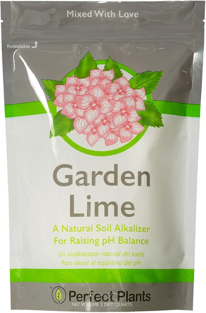 Perfect Plants Garden Lime Soil Amendment 2 qt. | 6lbs | Calcium Carbonate Rich for Horticultural Use | Garden, Lawn, & Potted Plants | Turns Acid Medium Basic (2 qt.)