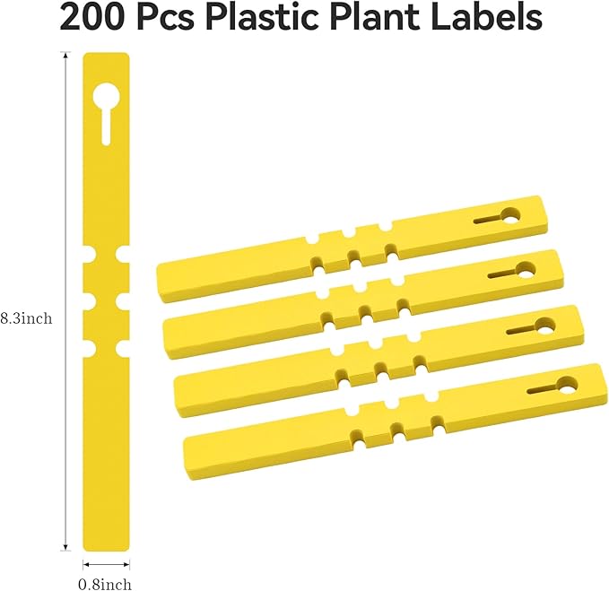 200 Pcs Plant Labels Tags, Plastic Markers Tree Tags for Outdoor, Waterproof Warp Around Hanging Name Tags for Nursery Garden (Yellow)