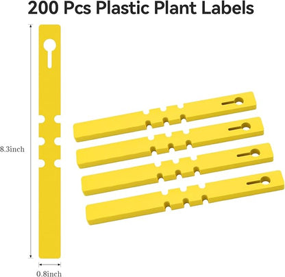 200 Pcs Plant Labels Tags, Plastic Markers Tree Tags for Outdoor, Waterproof Warp Around Hanging Name Tags for Nursery Garden (Yellow)