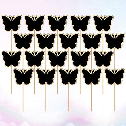 ARTIBETTER Mini Chalkboard Toppers 20 Pcs Butterfly Garden Plant Labels Creative Message Board Signs for Wedding Party Floral Decorations 6.85X3.14 Inches