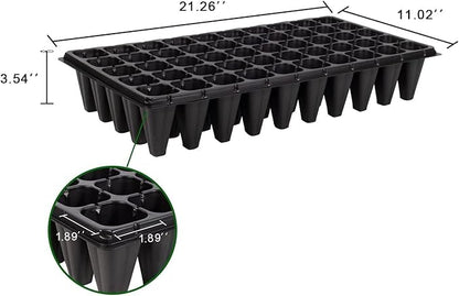 10 Pack 1020 Trays and 10 Pack 3.5" Deep 50 Cell Seed Starter Trays, 20" x 10" - Durable Plastic Nursery Flats for Microgreens, Seedling,Seed Germination & Plant Propagation (10 Set)