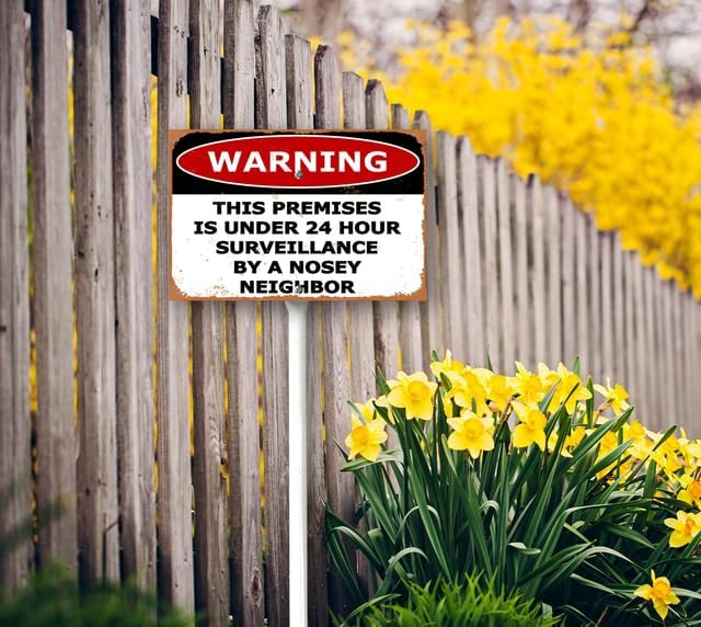 8 x 12 inch Surveillance by A Nosy Neighbor Yard Sign Stakes Outdoor Lawn Yard Signs