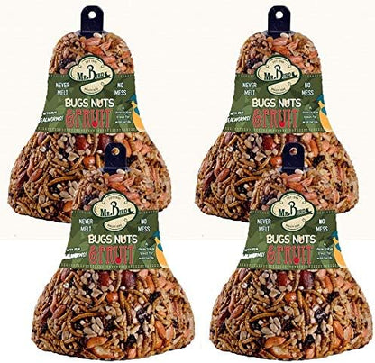4-Pack of Mr. Bird Bugs, Nuts, Fruit Wild Bird Seed Bell 12.5 oz.