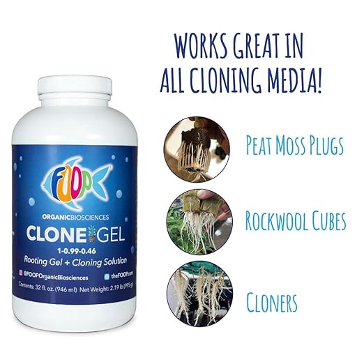 FOOP Clone Gel - Two Products in One: Rooting Gel + Cloning Solution - Get Big Fat White Fuzzy Roots Faster and Make Cloning Simple | Works Great in All Cloning Media (32oz)