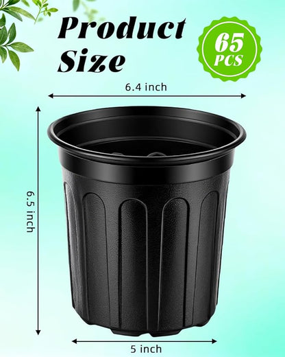 1 Gallon Plastic Plant Nursery Pot/Pots 65pcs Seedlings Flower Plant Container Seed Starting Pots Flexible Thickened Soft Plastic Garden Seedling Pot with Holes