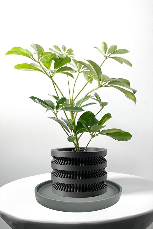 4 Pack Ceramic Plant Saucer Pot Tray 4 Inch, Planter Saucers 4 5 6 7 8 9 10 11 12 13 Inch for Indoors Outdoor, Durable Sturdy Flower Drainage drip Water Tray for Glazed Pots Base ((4.5"/4.1"-Grey)