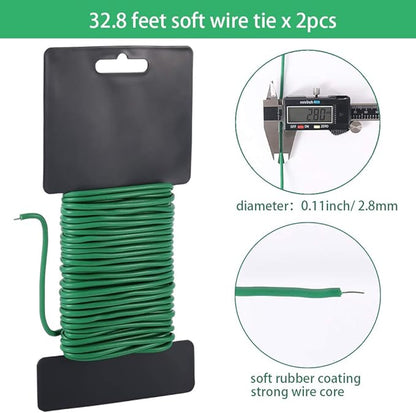 Shintop Reusable 2.8mm Garden Plant Twist Tie, 2PCS Heavy Duty Soft Wire Tie for Gardening, Home, Office (Green, 65.6 Feet)