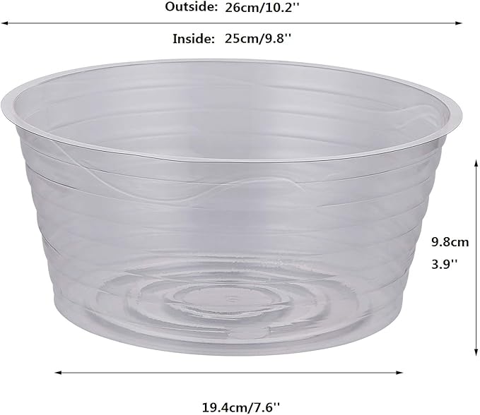 Idyllize 10 Pieces of 10 Inch Clear Thin Deep Plastic Plant Saucer Drip Tray for Pots (10'')