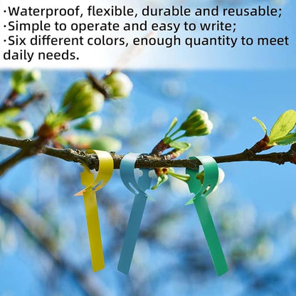 120 Pcs Plastic Plant Labels Wrap Around Hanging Tree Tags Waterproof Adjustable Nursery Garden Stakes Markers Reusable Flower Signs with Large Writing Surface Colorful Outdoor Plants Tags (6 Colors)
