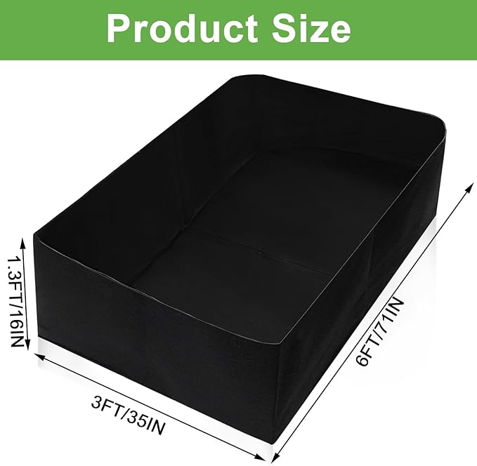 Fabric Raised Garden Bed, 6x3x1Ft 128Gallon Grow Bags, Rectangle Fabric Garden Bed for Growing Vegetables Potatoes Flowers Planting Container for Outdoor Gardenin (1Grid, 71 * 35 * 16in)
