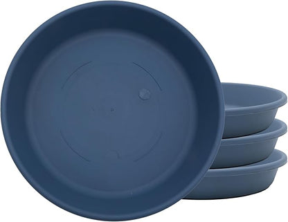 The HC Companies 6 Inch Classic Round Plant Saucer, Lightweight UV-Resistant Plastic Outdoor & Indoor Flower Pot Tray, 4-Pack Plant Pot Trays for Garden & Home Decor, Slate Blue
