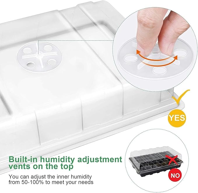 MIXC Seedling Trays Seed Starter Tray, 10-Pack Mini Propagator Plant Grow Kit Greenhouse with Humidity Vented Domes and Base for Seeds' Starting (40 Cells Per Tray, Total 400 Cells), Black