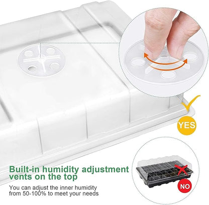 MIXC Seedling Trays Seed Starter Tray, 10-Pack Mini Propagator Plant Grow Kit Greenhouse with Humidity Vented Domes and Base for Seeds' Starting (40 Cells Per Tray, Total 400 Cells), Black