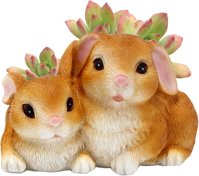 Bunny Pot, Small Succulent Pots with Drainage, Cute Bunny Resin Succulent Planter Pots, Bunny Decor Planter Tiny Animal Planter Flower Pot for Plants Flower Cactus Garden Indoor Outdoor