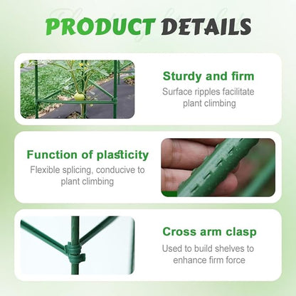 Adjustable Modular Plant Support Frame, 2026 New Garden Raised Bed Planter Heavy Duty Steel Tomato Trellis Kit, Upgrade Plant Support Tower Stakes Provides Support for Climbing Plants (3, Green)