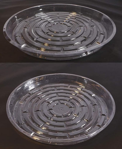 HORTIPOTS Round Pot Saucers 12 inch Clear Plastics (Pack of 10)