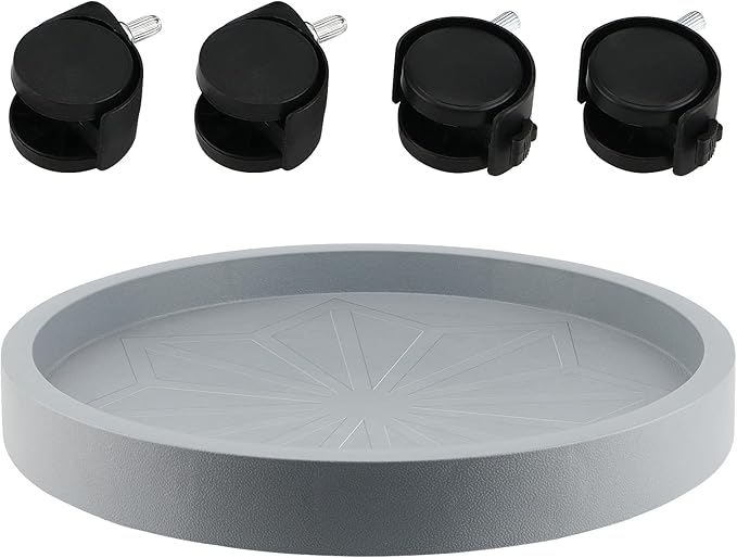 JOIKIT 4 Pack 13 Inch Round Plant Caddy with 4 Lockable Wheels, 132 Lbs Capacity Heavy Duty Rolling Plant Stand, Wheeled Planter Saucer Tray Trolley for 11.8 Inch Planter Pot Indoor Outdoor, Grey